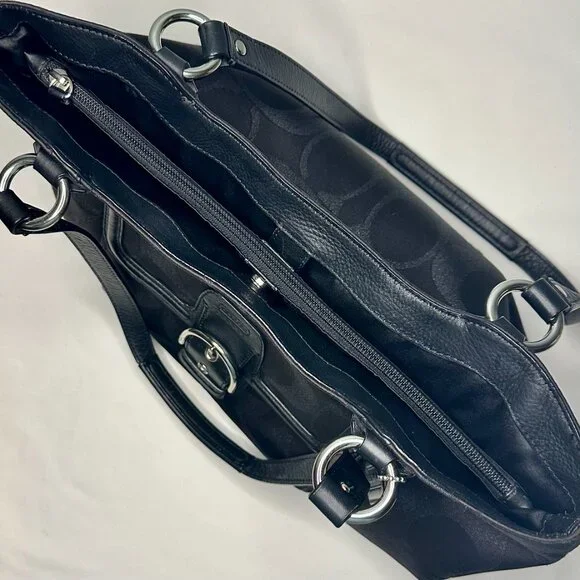 SOLD NWT COACH Campbell Belle Signature Lurex Carryall Shoulder Tote Black 26246 - Picture 9 of 16